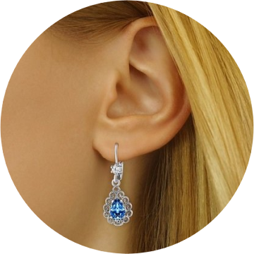 12395 Luxusní stříbrné náušnice visací se Swarovski® Zirkony modré BS31814B